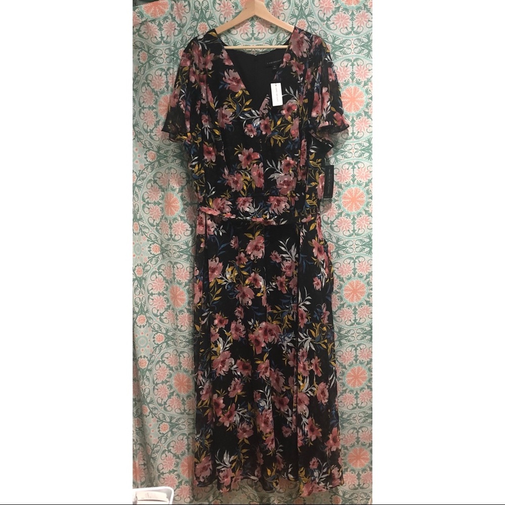 Lane Bryant Black Floral Dress NWT